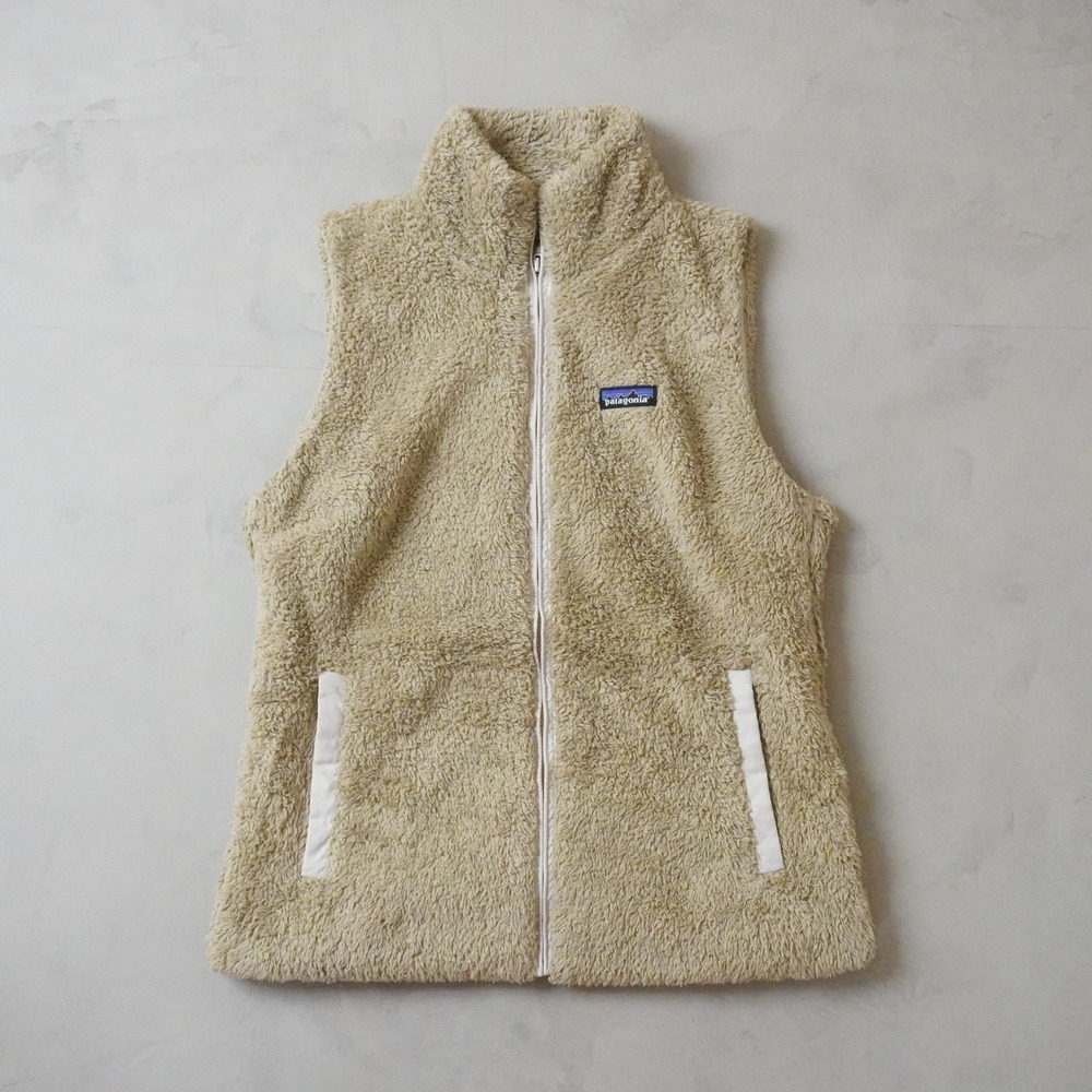 Patagonia Los Gatos Fleece Vest Large Womens Tan Beige Full Zip High Pile Soft